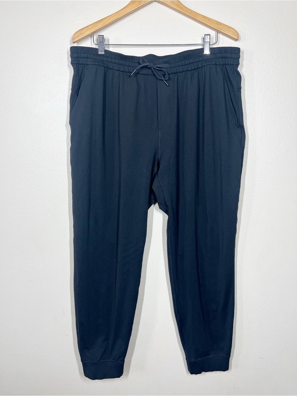 Lululemon Mens Soft Jersey Jogger Pants Drawstring Black Regular Size XXL